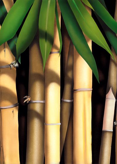 Shelly Maudsley White Bamboo Tryptic Water Acrylic Painting